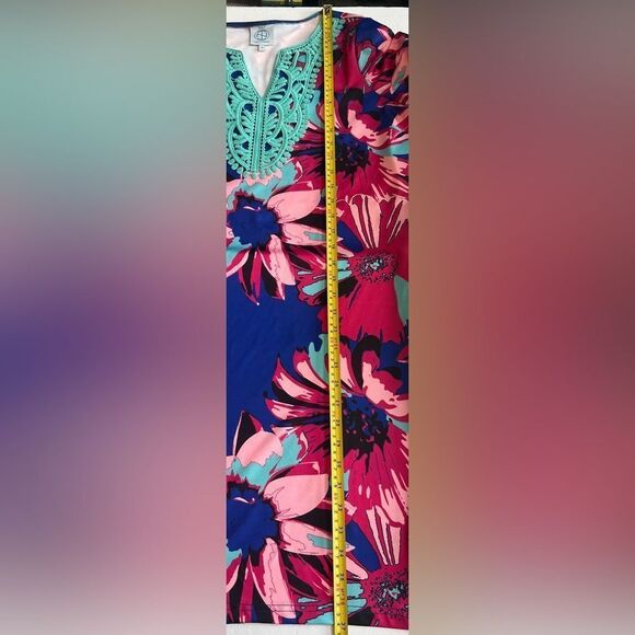 Tracy Negoshian Emilia Shift Print Crochet Neck Mini Dress Size Medium NWOT - Picture 5 of 8